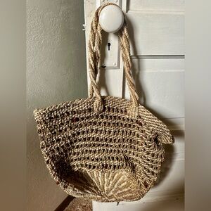 vintage • woven basket bag kenya handmade straw boho purse african